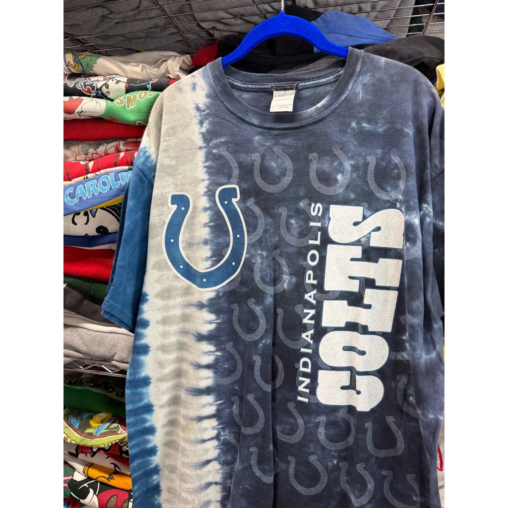 Indianapolis Colts NFL Tie Dye T-Shirt Mens XL Blue White Horseshoe Graphic Tee